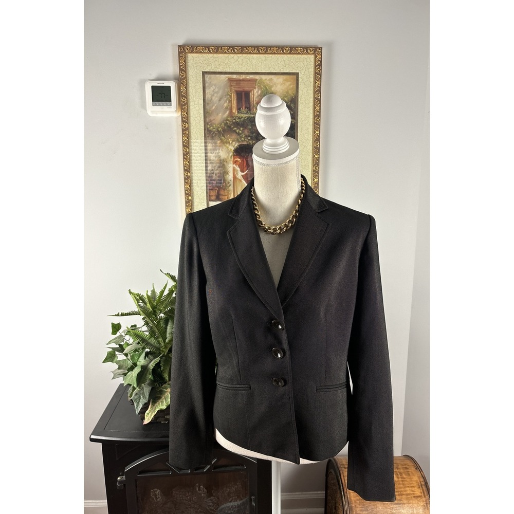 Jones New York Jacket Womens 6 Black Long Sleeve Lapel Notch Office Siren Preppy
